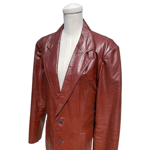 Vintage 70s Casablanca Unisex Cognac Brown Real Leather Jacket Mens Size 38 - Picture 4 of 9